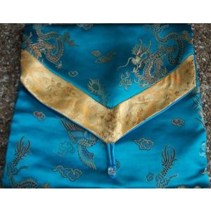Turquoise & Gold Dragons Silk Brocade Text Cover