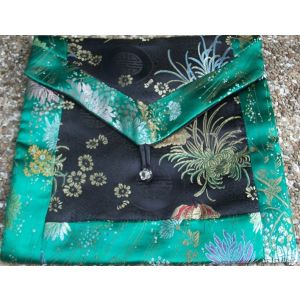 Black & Green Flowers Brocade Text Cover 