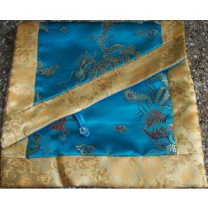Turquoise & Gold Dragons Brocade Text Cover