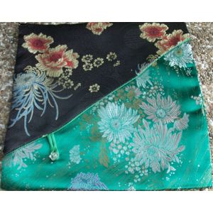 Green & Black Flowers Brocade Text Cover 