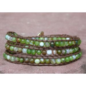 Green & Brown Sardonyx Agate Wrap Bracelet