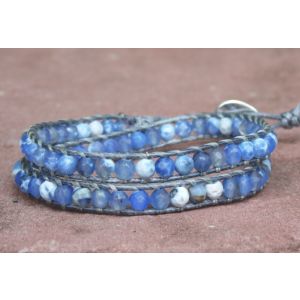 Sky Blue Fire Agate Wrap Bracelet