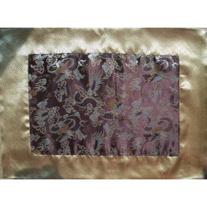 Brown Dragons & Gold Maze Silk Brocade Puja Table Cloth 