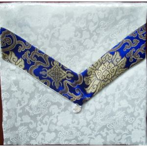 White Dragons & Blue Lotuses Brocade Text Cover