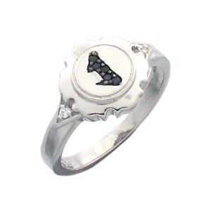 Sterling Silver Ashe Ring with Black Sapphire & Swarovski Crystal 