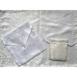 White Silk Brocade Puja Table Cloth