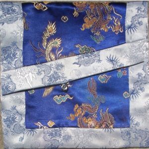 Blue & Silver Dragons Brocade Text Cover 