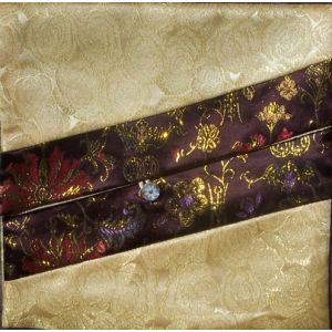 Gold Rose & Golden Lotuses Brocade Text Cover