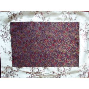 Brown & Red Floral with Gold Blossoms Silk Brocade Puja Table Cloth