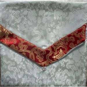 White Dragons & Red Lotuses Brocade Text Cover