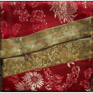 Red Flowers & Gold Dragons Brocade Text Cover