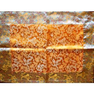 Yellow & Gold Dragons Silk Brocade Puja Table Cloth