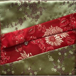 Gold Blossoms & Red Flowers Brocade Text Cover 