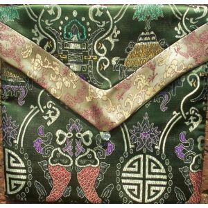 Olive Medallions & Gold Dragons Brocade Text Cover 