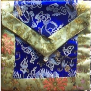 Blue Dragons & Golden Lotuses Brocade Text Cover