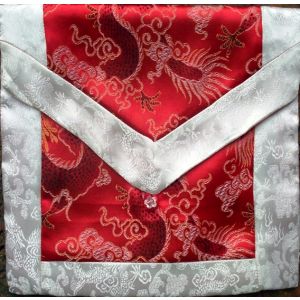 Red & White Dragons Brocade Text Cover