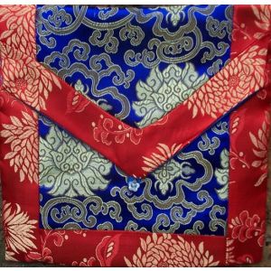 Blue Lotuses & Red Flowers Brocade Text Cover
