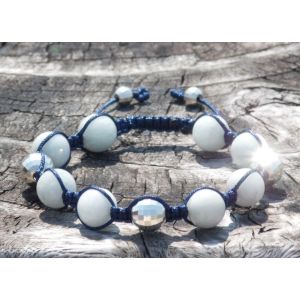 Aquamarine & Silver Shamballa Bracelet