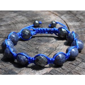 Blue Sapphire & Hematite Macrame Power Bracelet