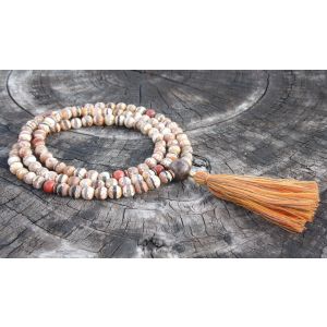 Faceted Brown & White Fire Agate Dzi Beads Malas 
