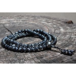 Faceted Black Fire Agate Malas