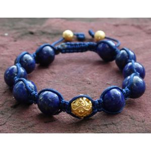 Lapis Lazuli and Gold Shamballa Macrame Bracelet