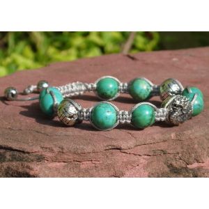 Turquoise and Silver Shamballa Bracelet 