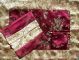Burgundy & Tan Dragons Silk Brocade Puja Table Cloth