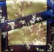 Gold & Blue Blossoms Brocade Text Cover