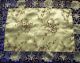 Gold Blossoms & Blue Lotus Flowers Silk Brocade Puja Table Cloth