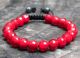 Faceted Candy Apple Red Glass Wrist Mala
