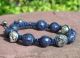 Blue Sapphire Silver Dragon & Skulls Shamballa Bracelet