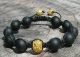 Onyx Shamballa Bracelet with Gold Beads
