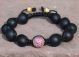 Pink CZ's Pavé Shamballa Bracelet with Onyx & Gold