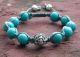 Turquoise & Sterling Silver Ganesh Shamballa Bracelet 