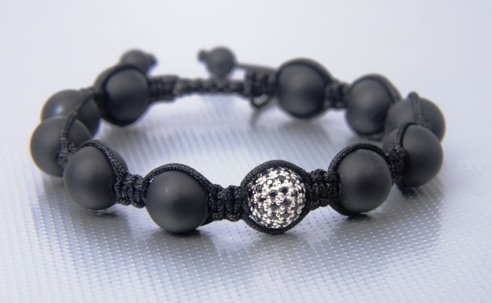 Onyx & Sapphire Shamballa bracelet